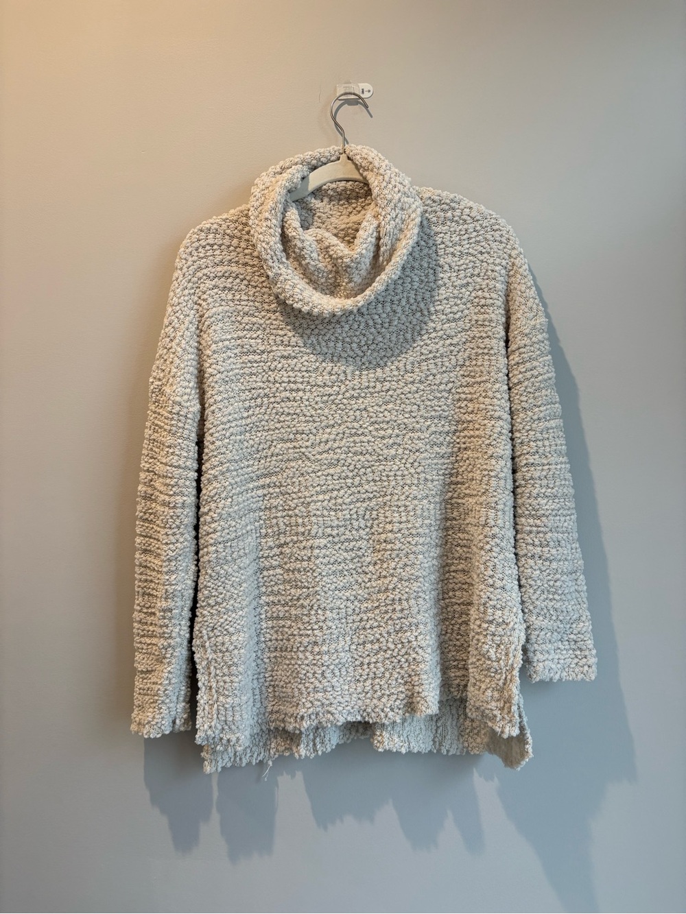 Charlotte Russe Cream Popcorn Knit Cowl Neck Sweater